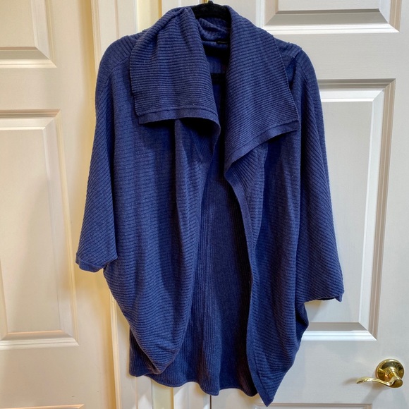 Central Park West Navy Poncho Sweater - Picture 2 of 6